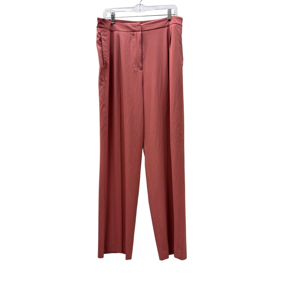H&M Wide Leg Dress Pants Dusty Rose Pink High Waisted Trousers Size 12